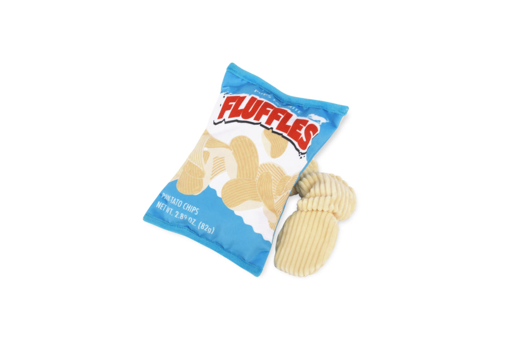 P.L.A.Y. Pet Lifestyle and You Snack Attack Collection Fluffles Chips Plush Squeaky Dog Toy