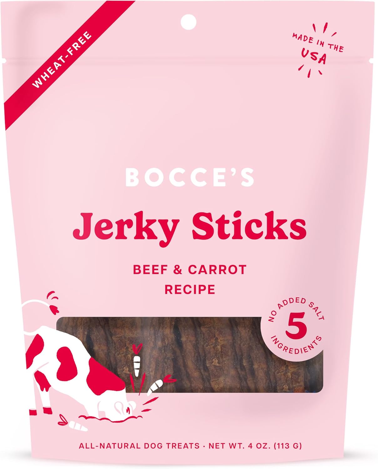Bocce's Beef Grazers Jerky Sticks Dog Treats 4 oz