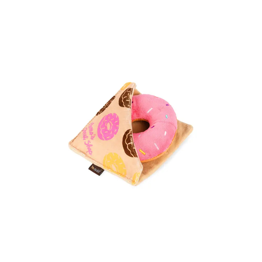 P.L.A.Y. Pet Lifestyle and You PupCup Cafe Donut Squeaky Plush Dog Toy