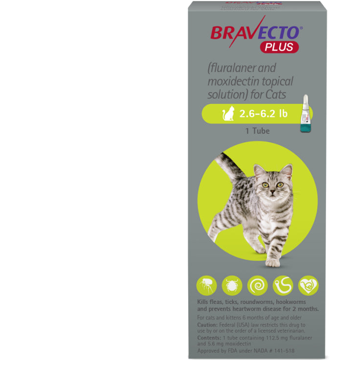 Bravecto Plus Feline (2.6-6.2lbs)